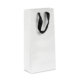 Kraft Bags - Premium White Double Wine Bottle Gift Bag - Black Handles