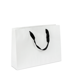Kraft Bags - Premium White Medium Boutique Gift Bag - Black Handles