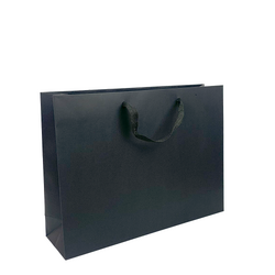 Kraft Bags - Premium Black Art Card Medium Boutique Gift Bag - Black Paper Handles