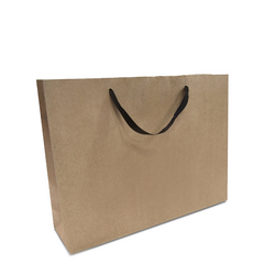 Kraft Bags - Premium Kraft Brown Medium Boutique Gift Bag - Black Ribbon Handles