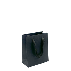 Kraft Bags - Premium Black Art Card Small Mini Gift Bag - Black Paper Handles