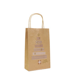 Kraft Bags - Metallic Present Tree - Small - Brown