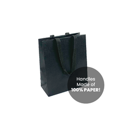 12PK Kraft Bags - FSC Certified - Premium Black Small Gift Bag - Black Paper Handles 