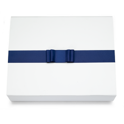 Large Grosgrain Hamper Bows - 2 Loop Bow with 42cm Wide Band - Navy Blue