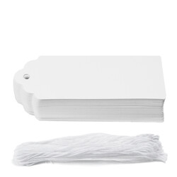 Gift Tags Scalloped Shape - 4 x 9cm - 50pk - White