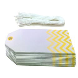 Gift Tags - 5x11cm - 50pk - Chevron - Yellow