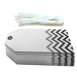 Gift Tags - 5x11cm - 50pk - Chevron - Black
