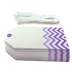 Gift Tags - 5x11cm - 50pk - Chevron - Purple