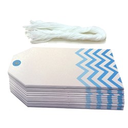 Gift Tags - 5x11cm - 50pk - Chevron - Blue