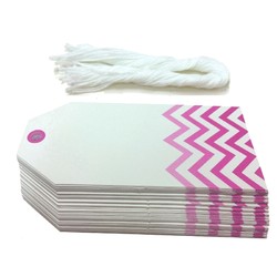 Gift Tags - 5x11cm - 50pk - Chevron - Pink