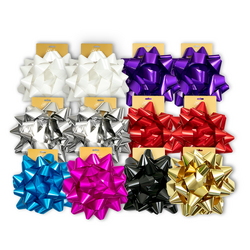 Jumbo Star Gift Bows - 25cm - Assorted Pack of 12