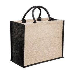 Large Jute Bags With Wide Gusset - Black