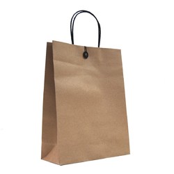 Kraft Bags - Premium Kraft Brown Medium Large Gift Bag - Cotton String & Button Closure
