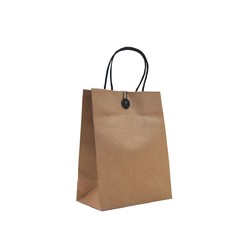 Kraft Bags - Premium Kraft Brown Small Medium Gift Bag - Cotton String & Button Closure