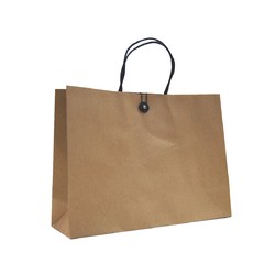 Kraft Bags - Premium Kraft Brown Small Boutique Gift Bag - Cotton String & Button Closure