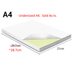 UNDERSIZED - 100 x 1 Sheet A4 White Uncoated Matt Self-Adhesive Sticker Labels Laser Inkjet Print Paper
