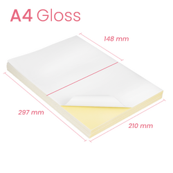 100 x 2 labels per A4 White Ultra Glossy Self-Adhesive Sticker Label Laser Inkjet Print Paper 1x2