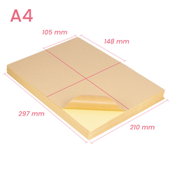100 x 4 labels per A4 Brown Kraft Self-Adhesive Sticker Label Laser Inkjet Print Paper 2x2