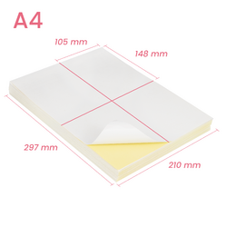 100 x 4 labels per A4 White Uncoated Matt Self-Adhesive Sticker Label Laser Inkjet Print Paper 2x2