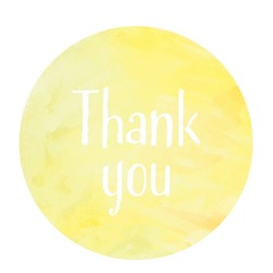50pcs - 40mm Yellow Watercolour Label - Thank You Labels