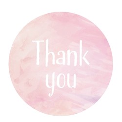 50pcs - 40mm Light Pink Watercolour Label - Thank You Labels