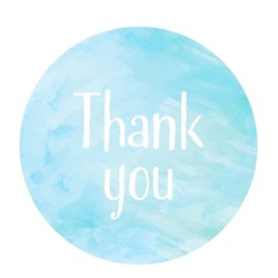 50pcs - 40mm Light Blue Watercolour Label - Thank You Labels