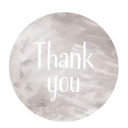 50pcs - 40mm Grey Watercolour Label - Thank You Labels