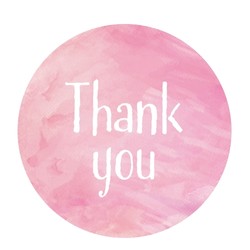 50pcs - 40mm Pink Dusty Rose Watercolour Label - Thank You Labels