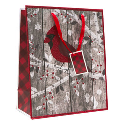 Christmas Bags - Robin with Glitter and Satin Handles - Medium to Large