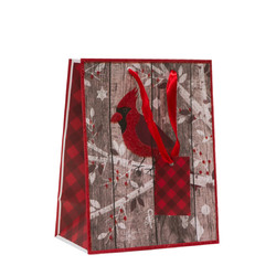 Christmas Bags - Robin with Glitter and Satin Handles - Small to Medium