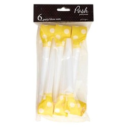 Party Paper Blow Outs - 6pc - Yellow Dots