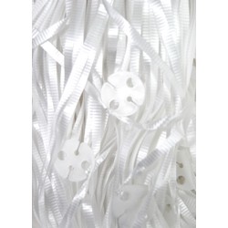 50 x Balloon Pre-Cut Curling Ribbons & Seals - White