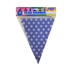 3.6m Flag Bunting - Polka Dots - Purple