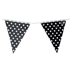3.6m Flag Bunting - Polka Dots - Black