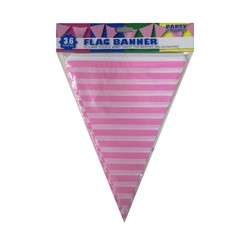 3.6m Flag Bunting - Stripes - Light Pink