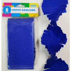 Crepe Paper Garland Decoration - Blue - 8.5cm x 6 Metres