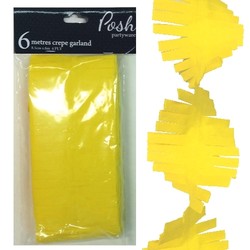 Crepe Paper Garland Decoration - Yellow - 8.5cm x 6 Metres