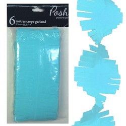 Crepe Paper Garland Decoration - Light Blue - 8.5cm x 6 Metres
