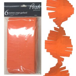 Crepe Paper Garland Decoration - Orange - 8.5cm x 6 Metres