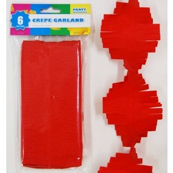 Crepe Paper Garland Decoration - Red - 8.5cm x 6 Metres 
