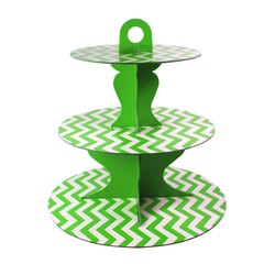 3 Tier Cup Cake Stand - Reversible Design - Green