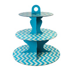3 Tier Cup Cake Stand - Reversible Design - Blue