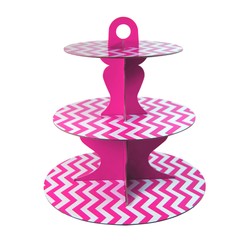 3 Tier Cup Cake Stand - Reversible Design - Pink