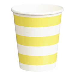 Paper Cups 265ml - 16pc - Yellow Stripes