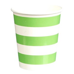 Paper Cups 265ml - 16pc - Green Stripes