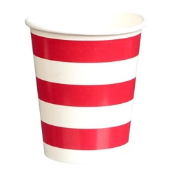 Paper Cups 265ml - 16pc - Red Stripes