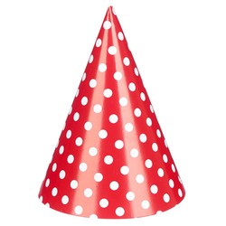 Paper Party Hats - 6pcs - Red Dots