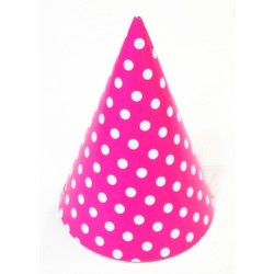 10 x DIY Paper Party Hats - Pink Polka Dots