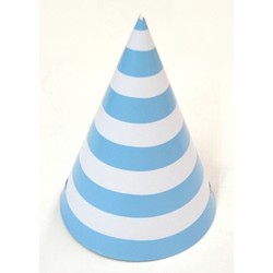 6 x Paper Party Hats Pk - Light Blue Stripes