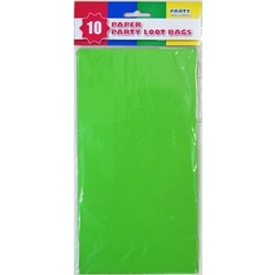 10 x Party Paper Loot Bags - Lime Green